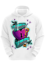 F058 Digitally Airbrush Painted Personalized Custom Heart Crown King Queen  Adult and Kids Hoodie Sweatshirt