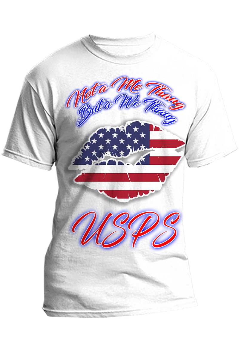 F060 Digitally Airbrush Painted Personalized Custom American Flag Lips  Adult and Kids T-Shirt