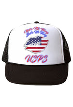 F060 Digitally Airbrush Painted Personalized Custom American Flag Lips    Snapback Trucker Hats