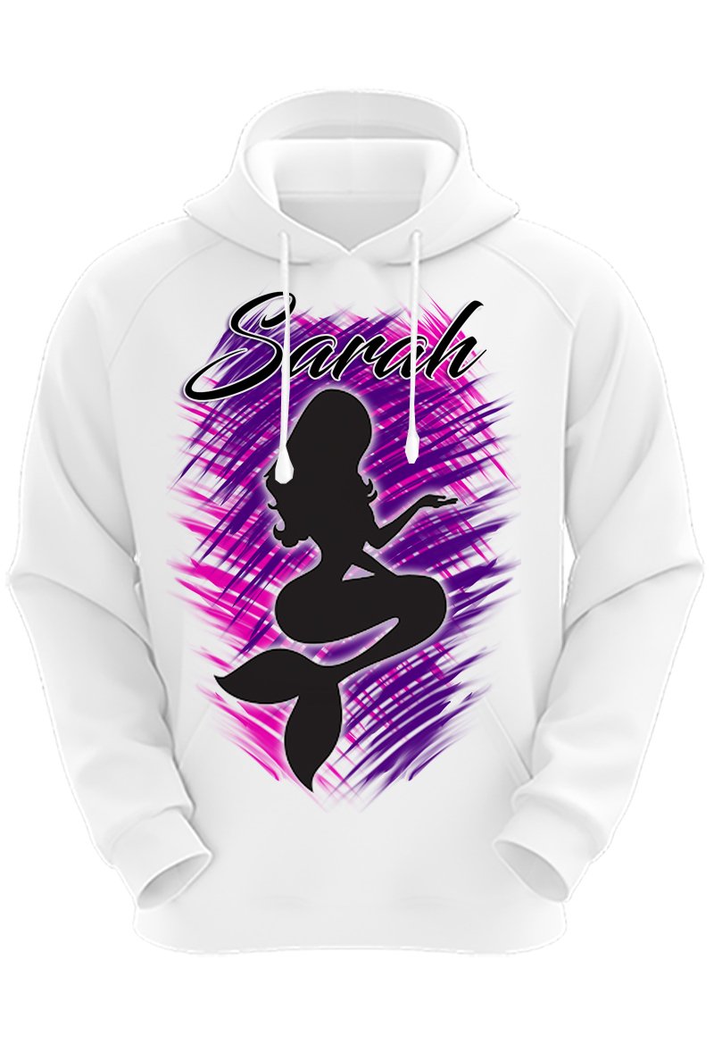 F061 Digitally Airbrush Painted Personalized Custom Mermaid silhouette  Adult and Kids Hoodie Sweatshirt