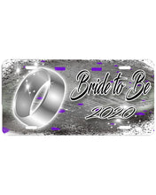 F066 Digitally Airbrush Painted Personalized Custom Wedding Ring    Auto License Plate Tag