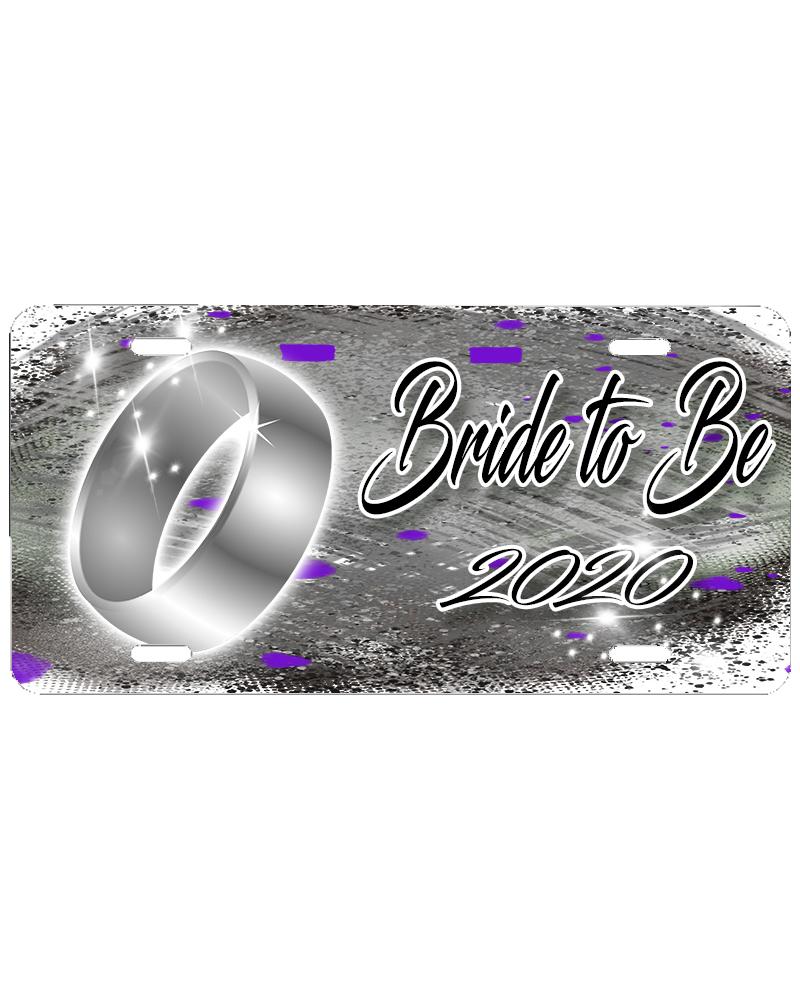 F066 Digitally Airbrush Painted Personalized Custom Wedding Ring    Auto License Plate Tag