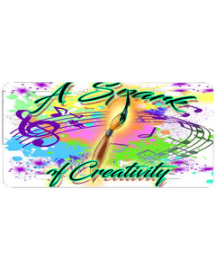 F067 Digitally Airbrush Painted Personalized Custom Paint Brush    Auto License Plate Tag