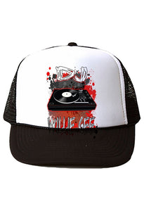 F069 Digitally Airbrush Painted Personalized Custom DJ Record Mixer    Snapback Trucker Hats