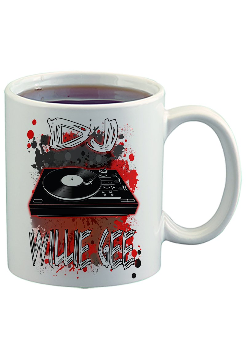 F069 Digitally Airbrush Painted Personalized Custom DJ Record Mixer    Ceramic Coffee Mug