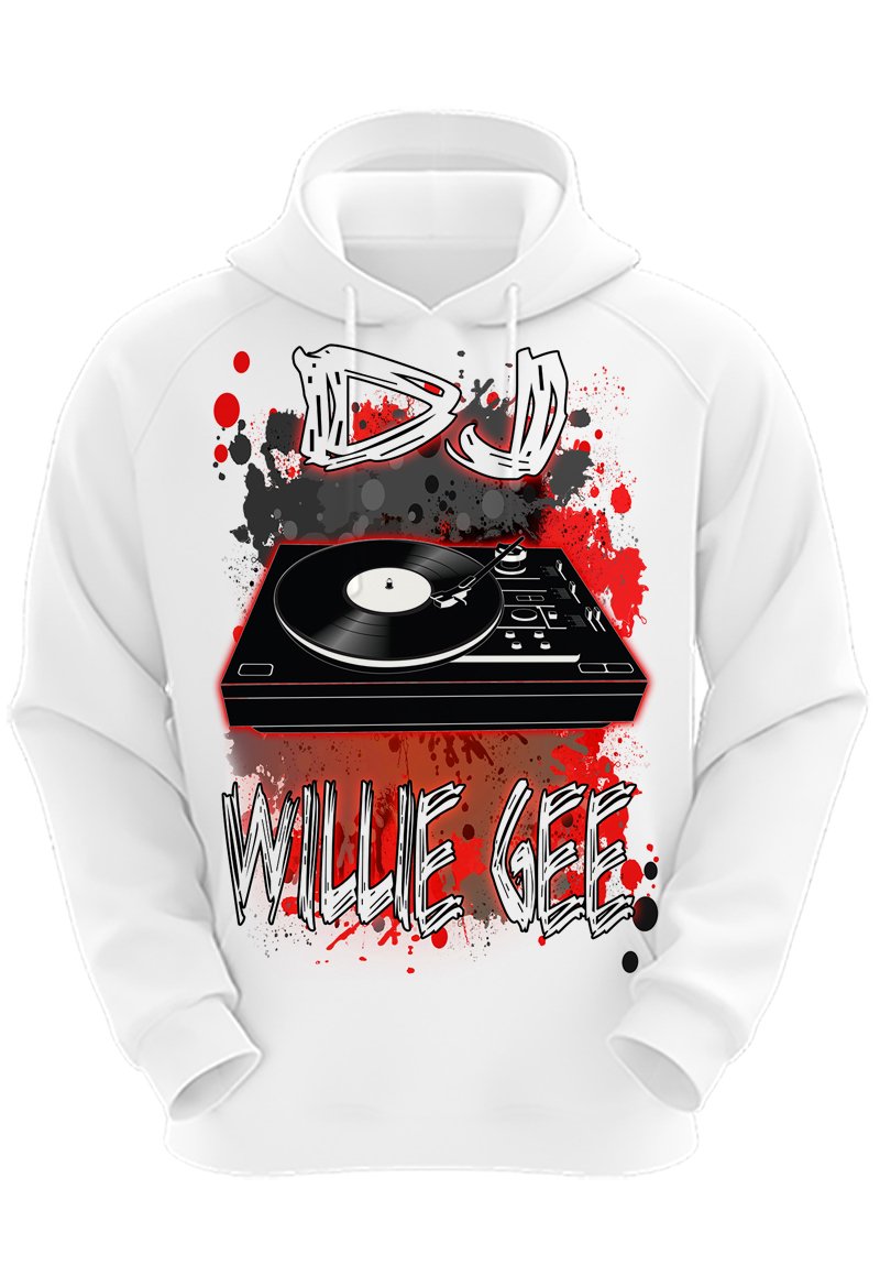 F069 Digitally Airbrush Painted Personalized Custom DJ Record Mixer  Adult and Kids Hoodie Sweatshirt