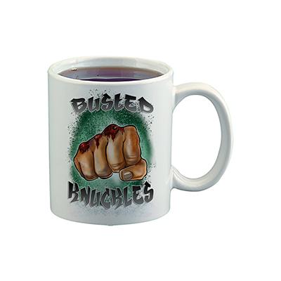 F070 Digitally Airbrush Painted Personalized Custom Busted Knuckles    Ceramic Coffee Mug