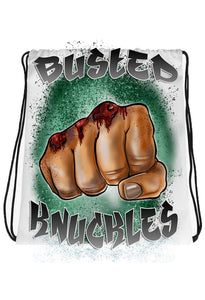 F070 Digitally Airbrush Painted Personalized Custom Busted Knuckles  discount  Drawstring Backpack.