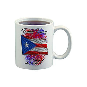 F071 Digitally Airbrush Painted Personalized Custom Puerto Rico Flag    Ceramic Coffee Mug