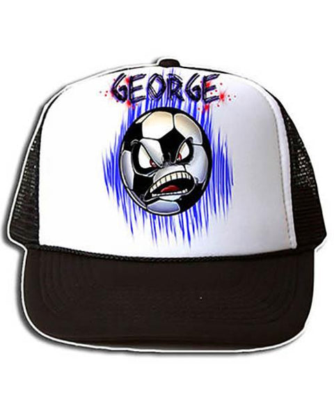 G002 Personalized Airbrush Soccer Ball Snapback Trucker Hat Design Yours