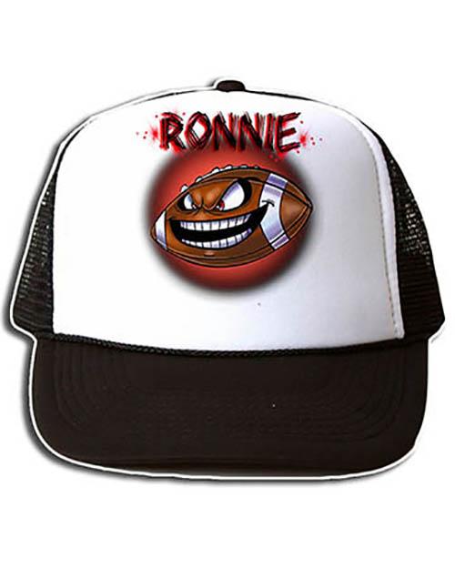 G003 Personalized Airbrush Football Snapback Trucker Hat Design Yours