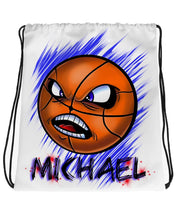 G004 Digitally Airbrush Painted Personalized Custom basketball Mean Face  Drawstring Backpack
