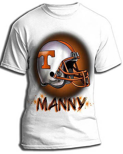 G006 Personalized Airbrush Football Helmet Tee Shirt Design Yours