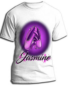 G008 Personalized Airbrush Ballet Shoes Tee Shirt Design Yours