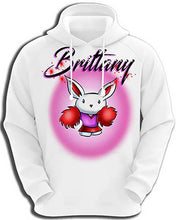 G009 Personalized Airbrush Cheer Bunny Pom Pom Hoodie Sweatshirt Design Yours