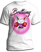 G009 Personalized Airbrush Cheer Bunny Pom Pom Tee Shirt Design Yours