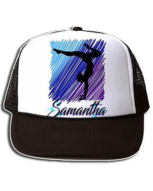 G012 Personalized Airbrush Gymnastics Snapback Trucker Hat Design Yours