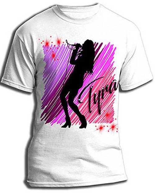 G014 Personalized Airbrush Singer Musician Tee Shirt Design Yours