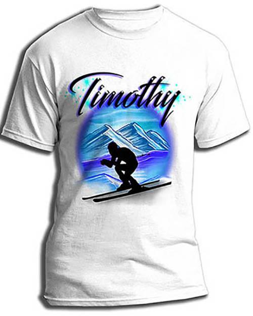 G015 Personalized Airbrush Skiing Tee Shirt Design Yours
