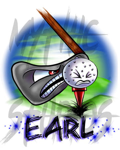 G016 Digitally Airbrush Painted Personalized Custom Golf ball golfing  Cartoon Drawstring Backpack