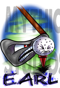 G016 Personalized Airbrush Golfing Tee Shirt Design Yours