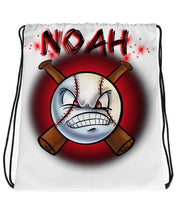 G020 Digitally Airbrush Painted Personalized Custom Baseball bat Mean Face Gift  Drawstring Backpack