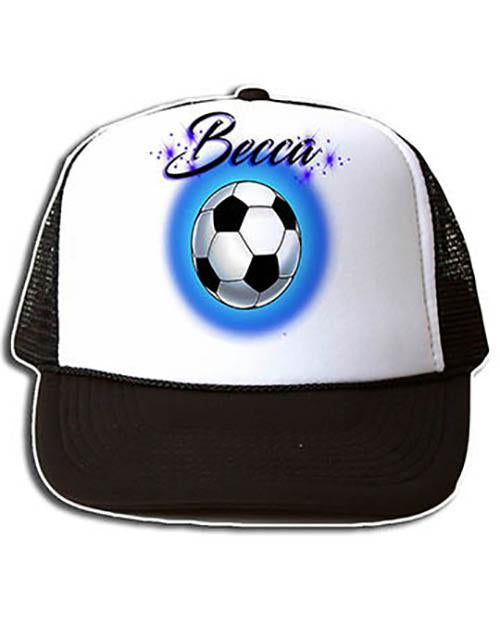 G022 Personalized Airbrush Soccer Ball Snapback Trucker Hat Design Yours