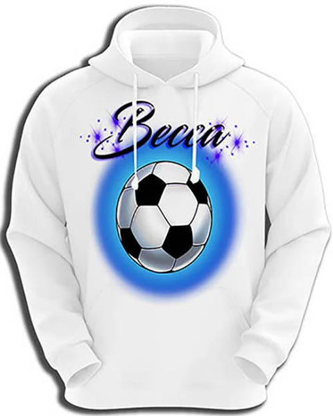 G022 Personalized Airbrush Soccer Ball Hoodie Sweatshirt Design Yours