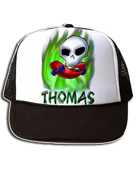 G023 Personalized Airbrush Skateboarding Snapback Trucker Hat Design Yours