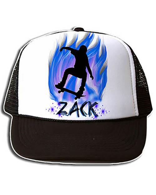 G024 Personalized Airbrush Skateboarding Snapback Trucker Hat Design Yours