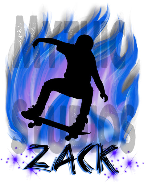 G024 Personalized Airbrush Skateboarding Tee Shirt Design Yours