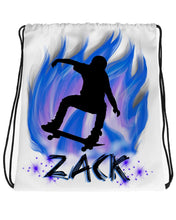 G024 Digitally Airbrush Painted Personalized Custom Zero Skateboard fire  design silhouette Drawstring Backpack