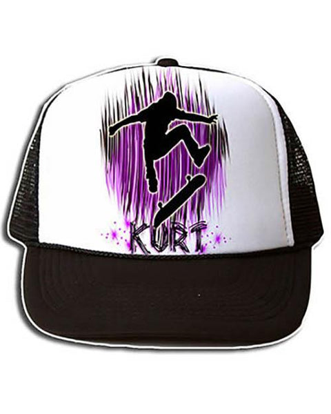 G025 Personalized Airbrush Skater Snapback Trucker Hat Design Yours