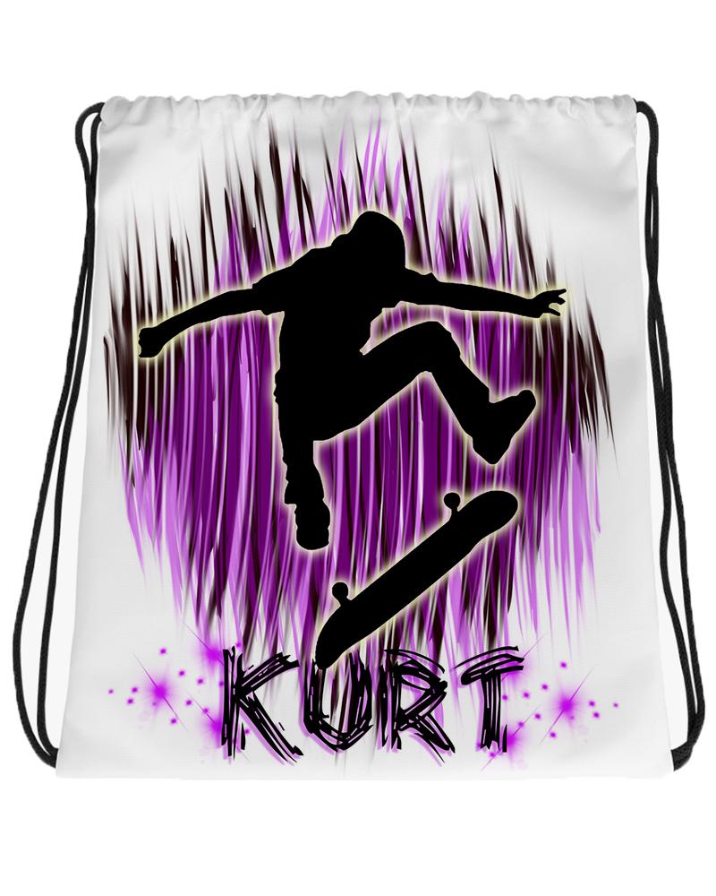 G025 Digitally Airbrush Painted Personalized Custom Skater Drawstring Backpack
