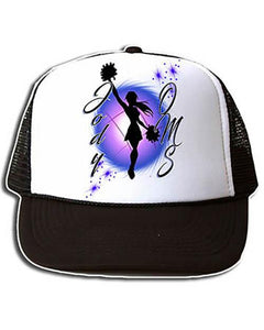 G026 Personalized Airbrush Cheer Snapback Trucker Hat Design Yours