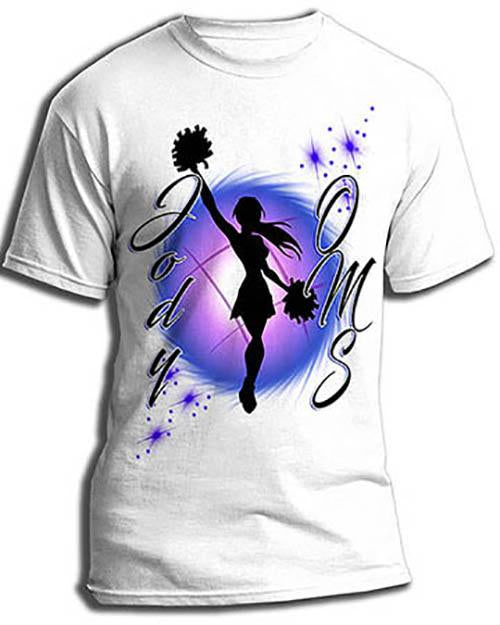 G026 Personalized Airbrush Cheer Tee Shirt Design Yours
