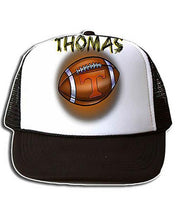 G030 Personalized Airbrush Football Snapback Trucker Hat Design Yours