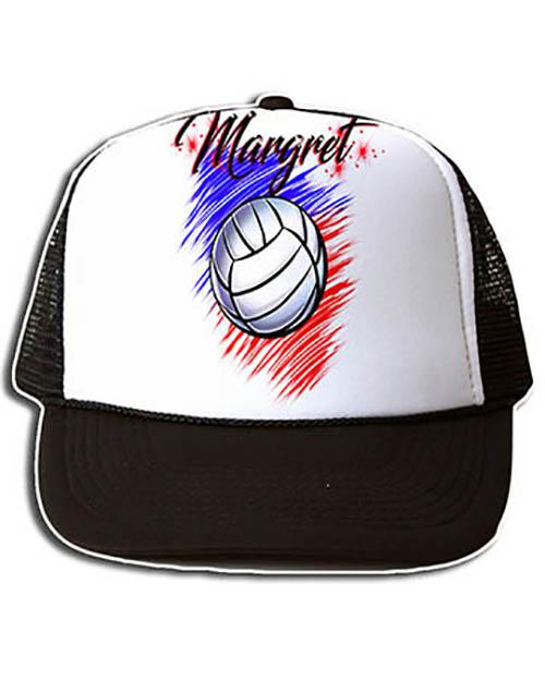 G031 Personalized Airbrush Volleyball Snapback Trucker Hat Design Yours