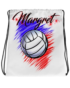 G031 Digitally Airbrush Painted Personalized Custom Volleyball   Drawstring Backpack