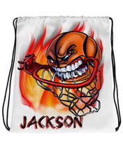 G034 Digitally Airbrush Painted Personalized Custom Basketball   Drawstring Backpack