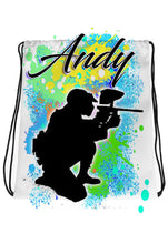 G043 Digitally Airbrush Painted Personalized Custom Paintball party Theme Gift   Drawstring Backpack painting name Team Sport  Drawstring Backpack