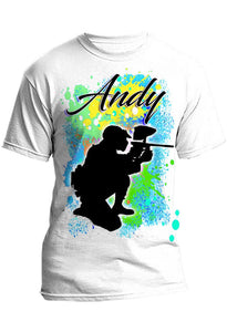 G043 Digitally Airbrush Painted Personalized Custom Paintball  Adult and Kids T-Shirt