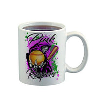 G045 Digitally Airbrush Painted Personalized Custom Grim Reaper Softball    Ceramic Coffee Mug