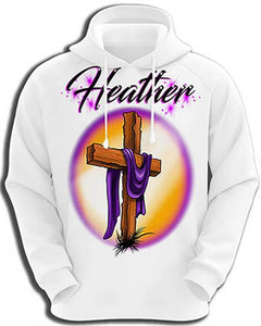 H003 Custom Airbrush Personalized Christian Cross Hoodie Sweatshirt Design Yours