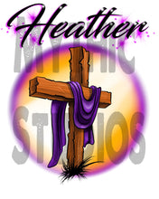 H003 Custom Airbrush Personalized Christian Cross Tee Shirt Design Yours