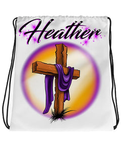 H003 Digitally Airbrush Painted Personalized Custom Cross Christ Drawsing Backpack