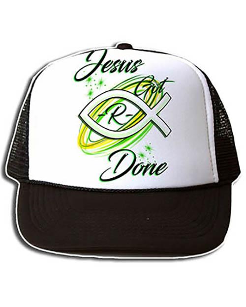 H008 Custom Airbrush Personalized Jesus Fish Snapback Trucker Hat Design Yours