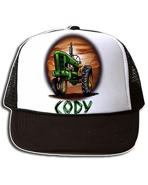 H009 Custom Airbrush Personalized Tractor Snapback Trucker Hat Design Yours