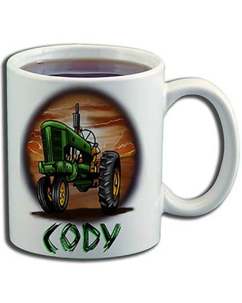 H009 Custom Airbrush Personalized Tractor Ceramic Coffee Mug Design Yours