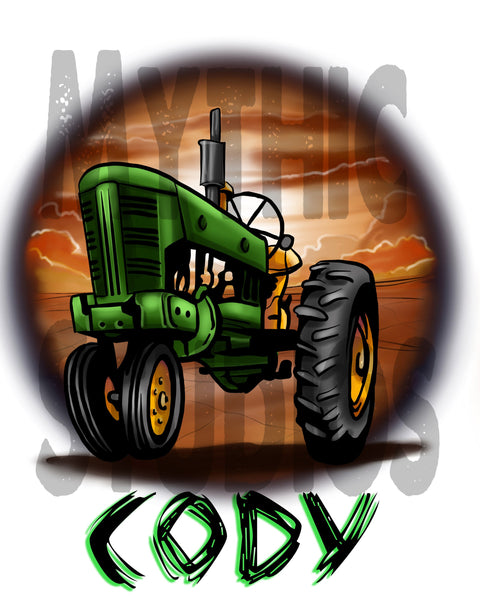 H009 Custom Airbrush Personalized Tractor Tee Shirt Design Yours